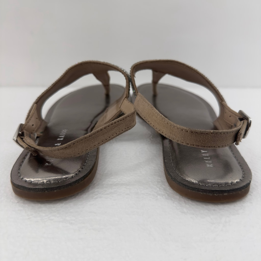 Women's 10 KELLY & KATIE Silver Pewter Embellished KK-SILVYA THONG SANDALS Shoes - Picture 6 of 8